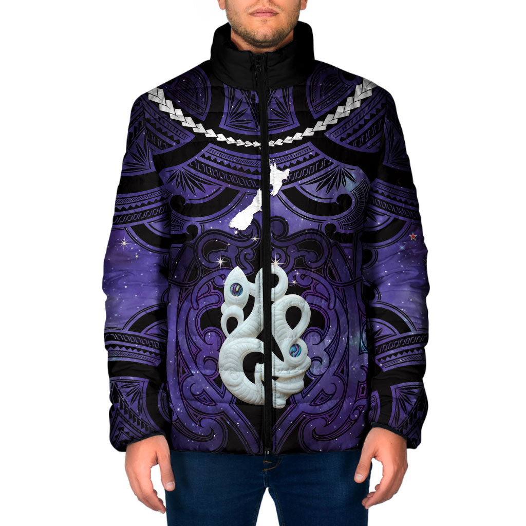 Personalised Maori Matariki Manaia Waiporoporo Padded Jacket Maori Kowhaiwhai Pattern Galaxy LT01 Men Purple - Polynesian Pride