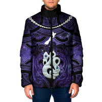 Personalised Maori Matariki Manaia Waiporoporo Padded Jacket Maori Kowhaiwhai Pattern Galaxy LT01 Men Purple - Polynesian Pride