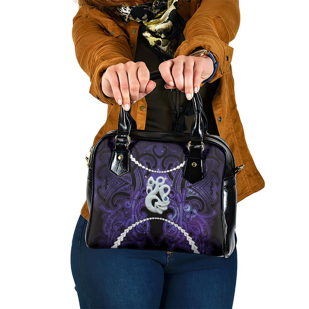 Maori Matariki Manaia Waiporoporo Shoulder Handbag Maori Kowhaiwhai Pattern Galaxy LT01 One Size Purple - Polynesian Pride