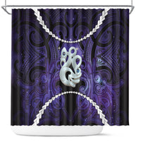 Maori Matariki Manaia Waiporoporo Shower Curtain Maori Kowhaiwhai Pattern Galaxy