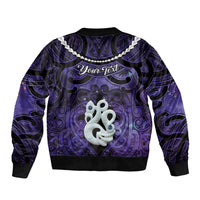 Personalised Maori Matariki Manaia Waiporoporo Sleeve Zip Bomber Jacket Maori Kowhaiwhai Pattern Galaxy LT01 - Polynesian Pride