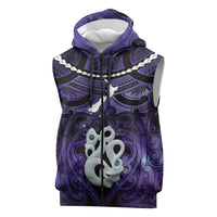 Personalised Maori Matariki Manaia Waiporoporo Sleeveless Zip Hoodie Maori Kowhaiwhai Pattern Galaxy LT01 Purple - Polynesian Pride