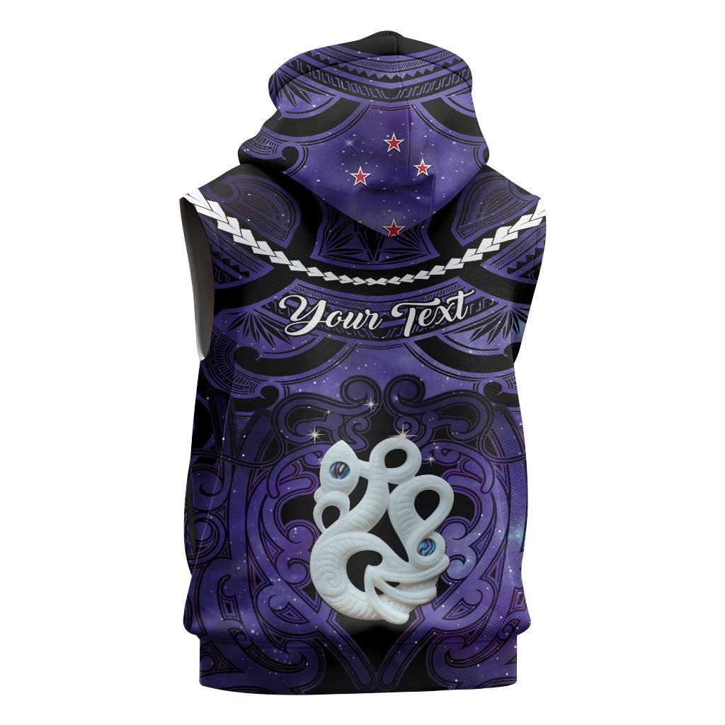 Personalised Maori Matariki Manaia Waiporoporo Sleeveless Zip Hoodie Maori Kowhaiwhai Pattern Galaxy LT01 - Polynesian Pride