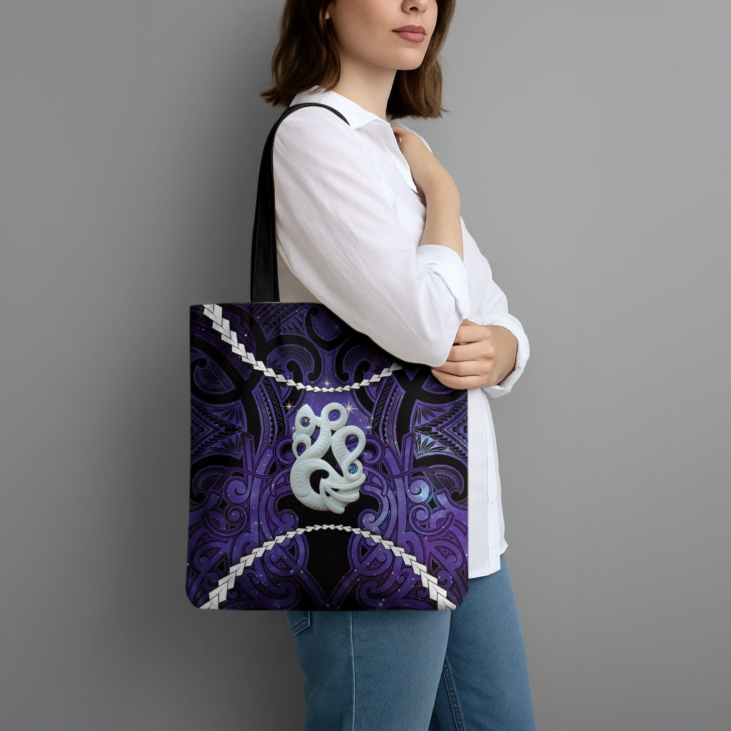 Maori Matariki Manaia Waiporoporo Tote Bag Maori Kowhaiwhai Pattern Galaxy LT01 - Polynesian Pride