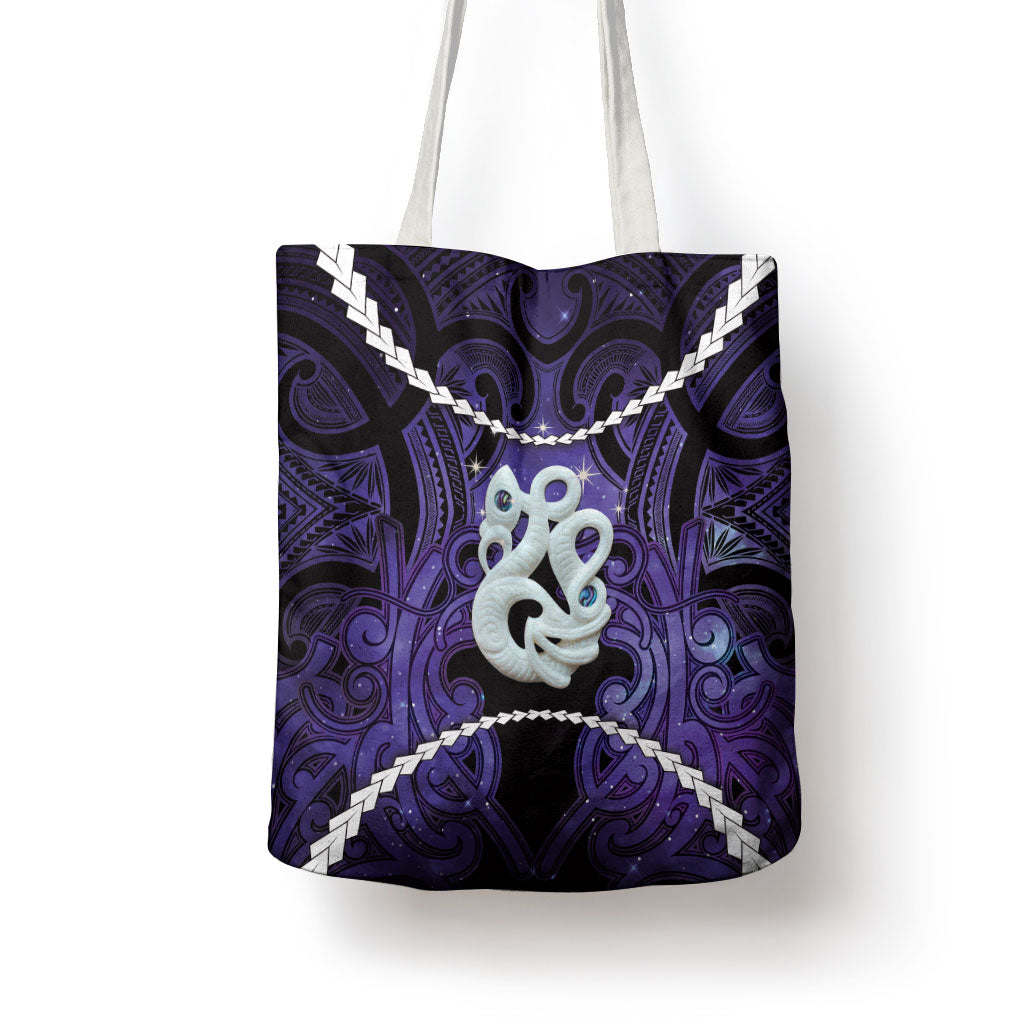Maori Matariki Manaia Waiporoporo Tote Bag Maori Kowhaiwhai Pattern Galaxy LT01 - Polynesian Pride