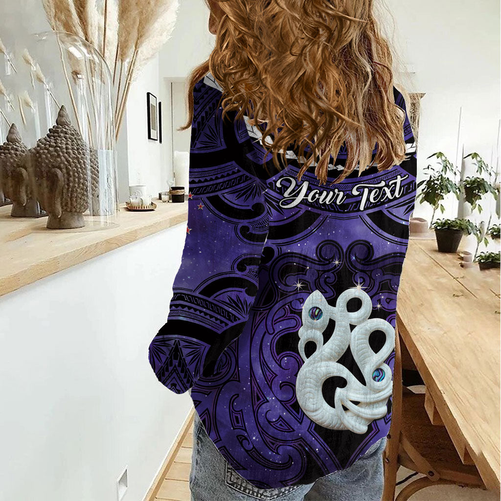 Personalised Maori Matariki Manaia Waiporoporo Women Casual Shirt Maori Kowhaiwhai Pattern Galaxy LT01 - Polynesian Pride