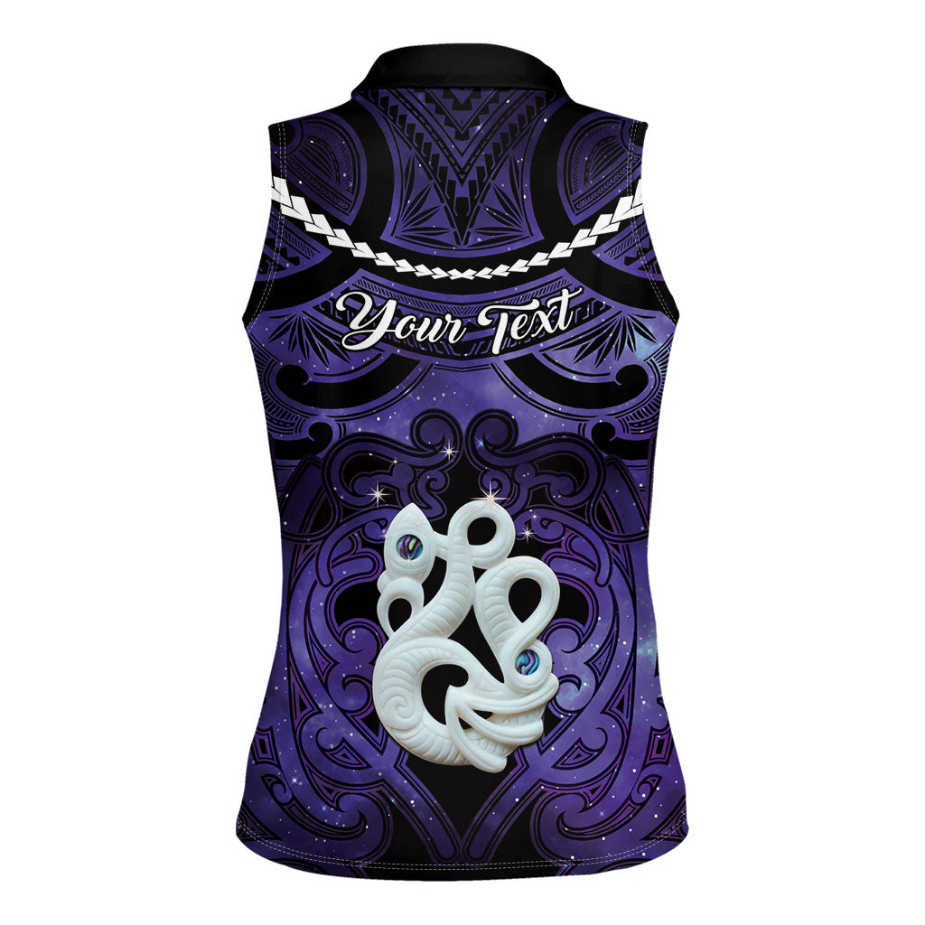 Personalised Maori Matariki Manaia Waiporoporo Women Sleeveless Polo Shirt Maori Kowhaiwhai Pattern Galaxy LT01 - Polynesian Pride