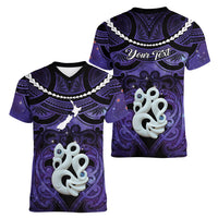 Personalised Maori Matariki Manaia Waiporoporo Women V-Neck T-Shirt Maori Kowhaiwhai Pattern Galaxy LT01 - Polynesian Pride