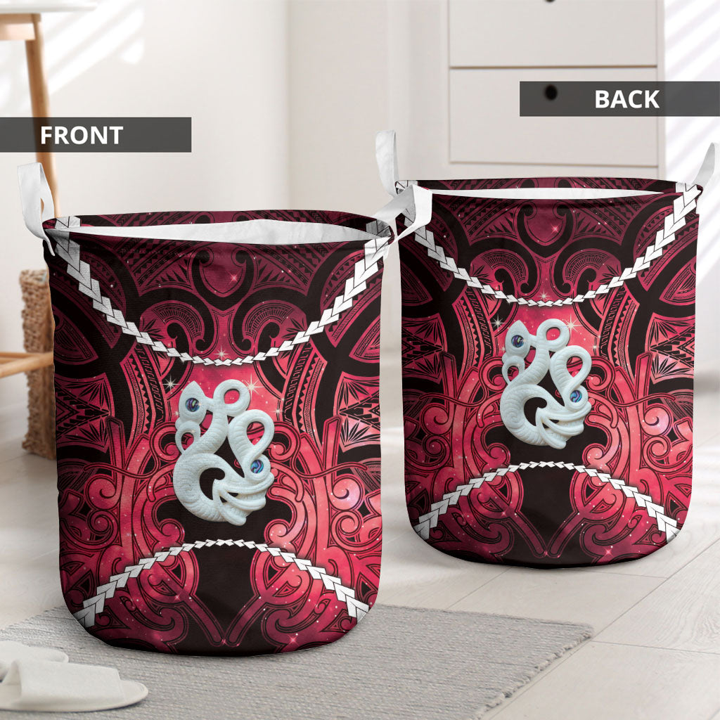 Maori Matariki Manaia Whero Laundry Basket Maori Kowhaiwhai Pattern Galaxy