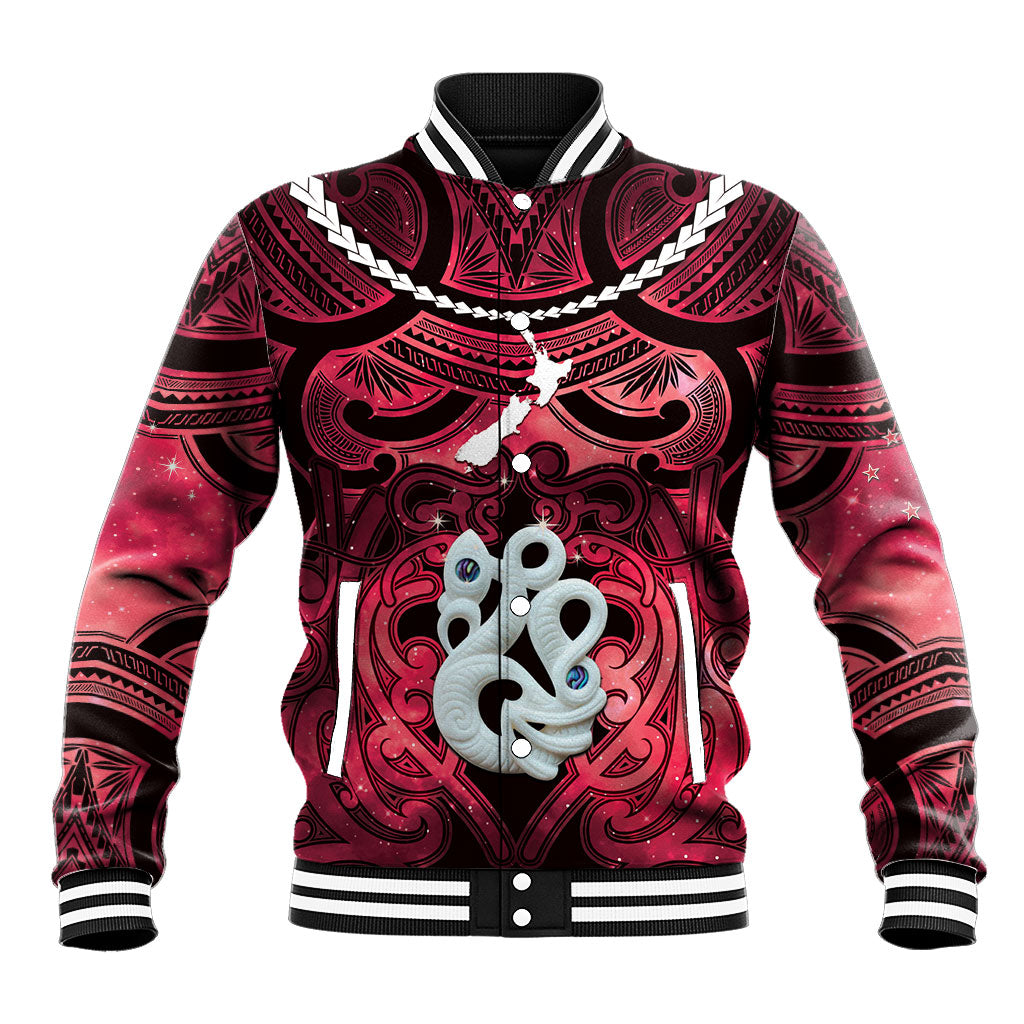 Personalised Maori Matariki Manaia Whero Baseball Jacket Maori Kowhaiwhai Pattern Galaxy