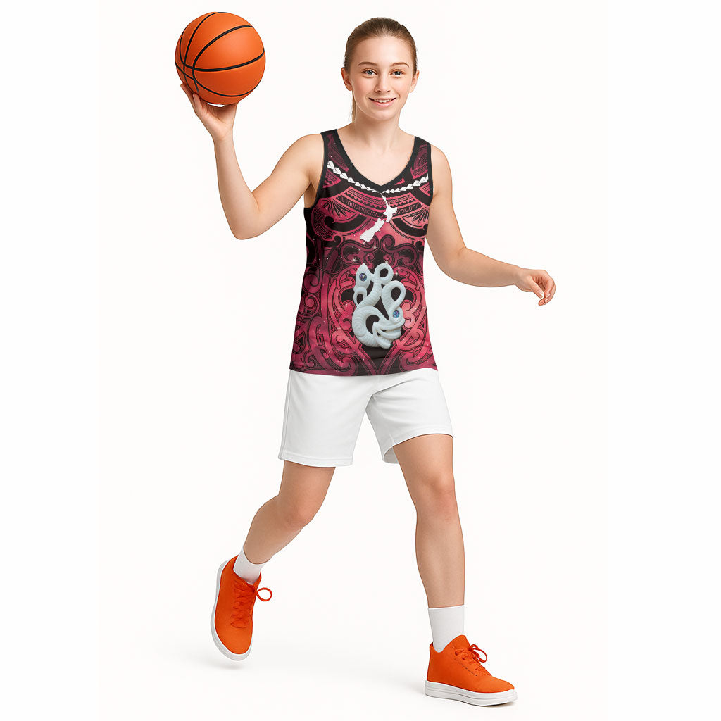 Personalised Maori Matariki Manaia Whero Basketball Jersey Maori Kowhaiwhai Pattern Galaxy