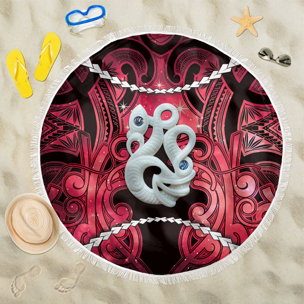 Maori Matariki Manaia Whero Beach Blanket Maori Kowhaiwhai Pattern Galaxy