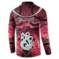 Personalised Maori Matariki Manaia Whero Button Sweatshirt Maori Kowhaiwhai Pattern Galaxy