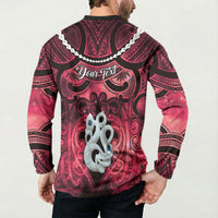 Personalised Maori Matariki Manaia Whero Button Sweatshirt Maori Kowhaiwhai Pattern Galaxy