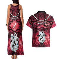 Personalised Maori Matariki Manaia Whero Couples Matching Tank Maxi Dress and Hawaiian Shirt Maori Kowhaiwhai Pattern Galaxy LT01 - Polynesian Pride