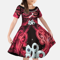 Personalised Maori Matariki Manaia Whero Family Matching Off Shoulder Maxi Dress and Hawaiian Shirt Maori Kowhaiwhai Pattern Galaxy