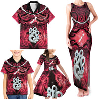 Personalised Maori Matariki Manaia Whero Family Matching Tank Maxi Dress and Hawaiian Shirt Maori Kowhaiwhai Pattern Galaxy LT01 - Polynesian Pride