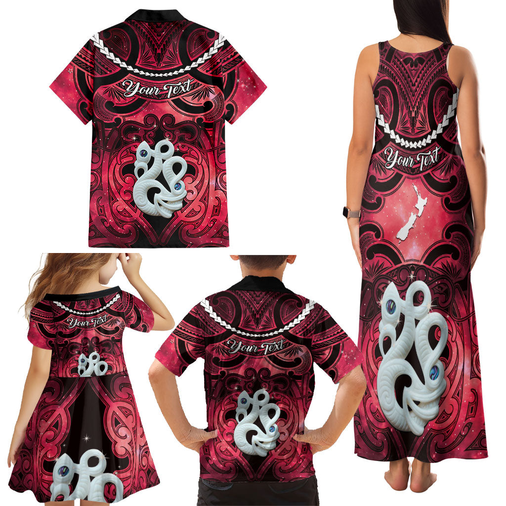 Personalised Maori Matariki Manaia Whero Family Matching Tank Maxi Dress and Hawaiian Shirt Maori Kowhaiwhai Pattern Galaxy LT01 - Polynesian Pride