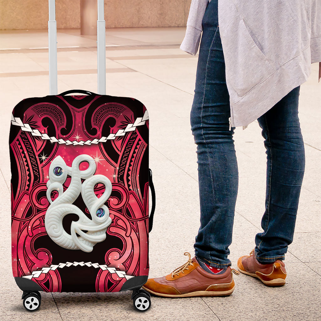 Maori Matariki Manaia Whero Luggage Cover Maori Kowhaiwhai Pattern Galaxy LT01 Red - Polynesian Pride
