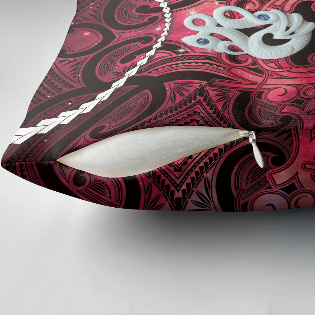 Maori Matariki Manaia Whero Pillow Cover Maori Kowhaiwhai Pattern Galaxy