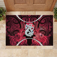 Maori Matariki Manaia Whero Rubber Doormat Maori Kowhaiwhai Pattern Galaxy LT01 Red - Polynesian Pride