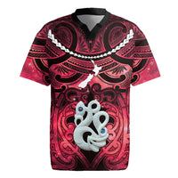 Personalised Maori Matariki Manaia Whero Rugby Jersey Maori Kowhaiwhai Pattern Galaxy LT01 Red - Polynesian Pride