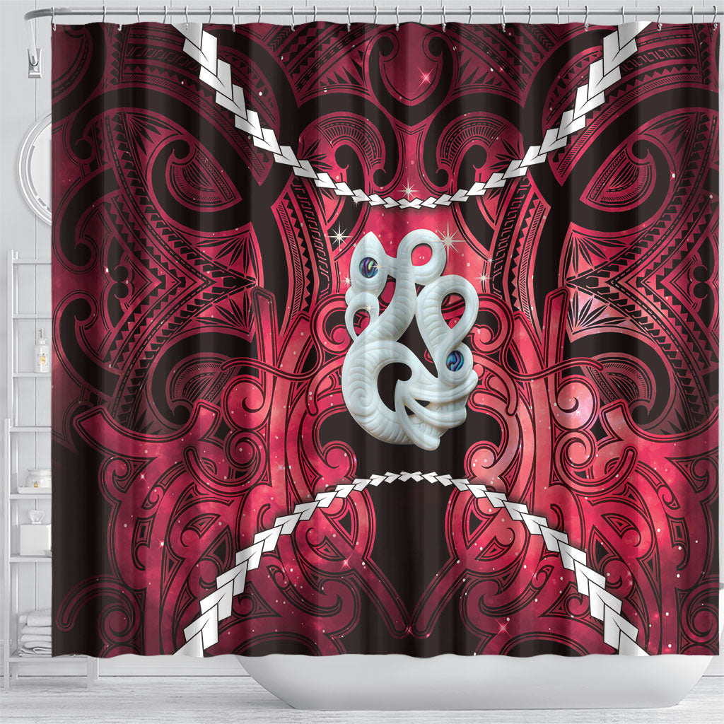 Maori Matariki Manaia Whero Shower Curtain Maori Kowhaiwhai Pattern Galaxy
