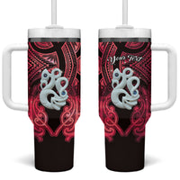 Personalised Maori Matariki Manaia Whero Tumbler With Handle Maori Kowhaiwhai Pattern Galaxy LT01 One Size: 40 oz Red - Polynesian Pride