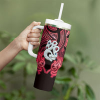 Personalised Maori Matariki Manaia Whero Tumbler With Handle Maori Kowhaiwhai Pattern Galaxy LT01 - Polynesian Pride