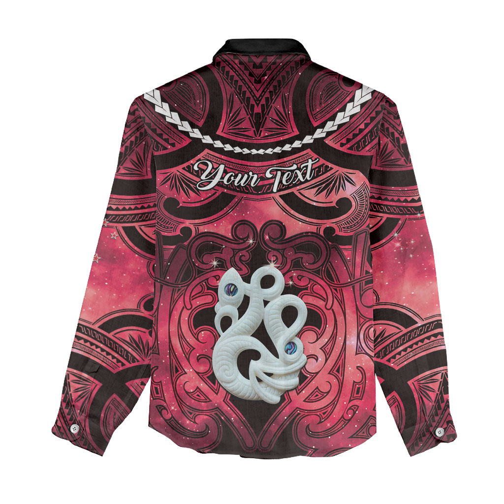 Personalised Maori Matariki Manaia Whero Women Casual Shirt Maori Kowhaiwhai Pattern Galaxy LT01 - Polynesian Pride