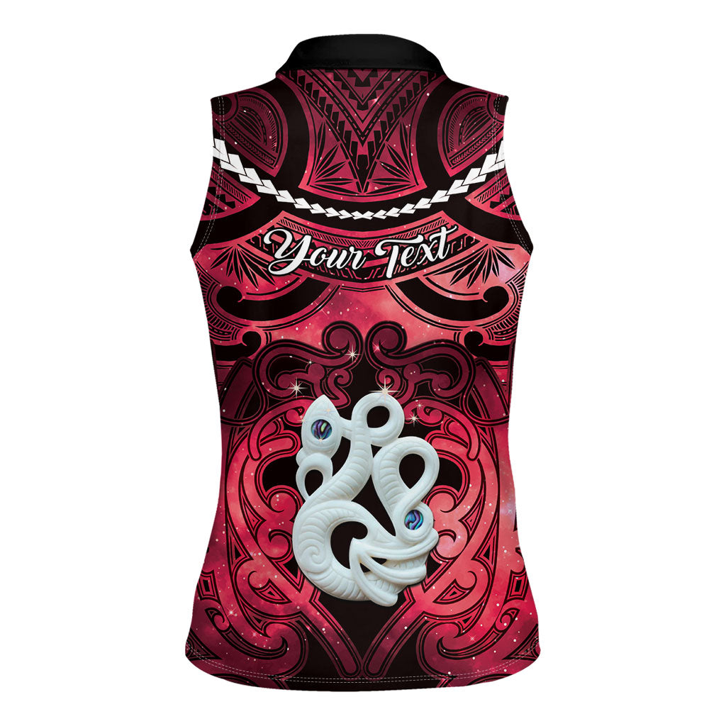 Personalised Maori Matariki Manaia Whero Women Sleeveless Polo Shirt Maori Kowhaiwhai Pattern Galaxy LT01 - Polynesian Pride
