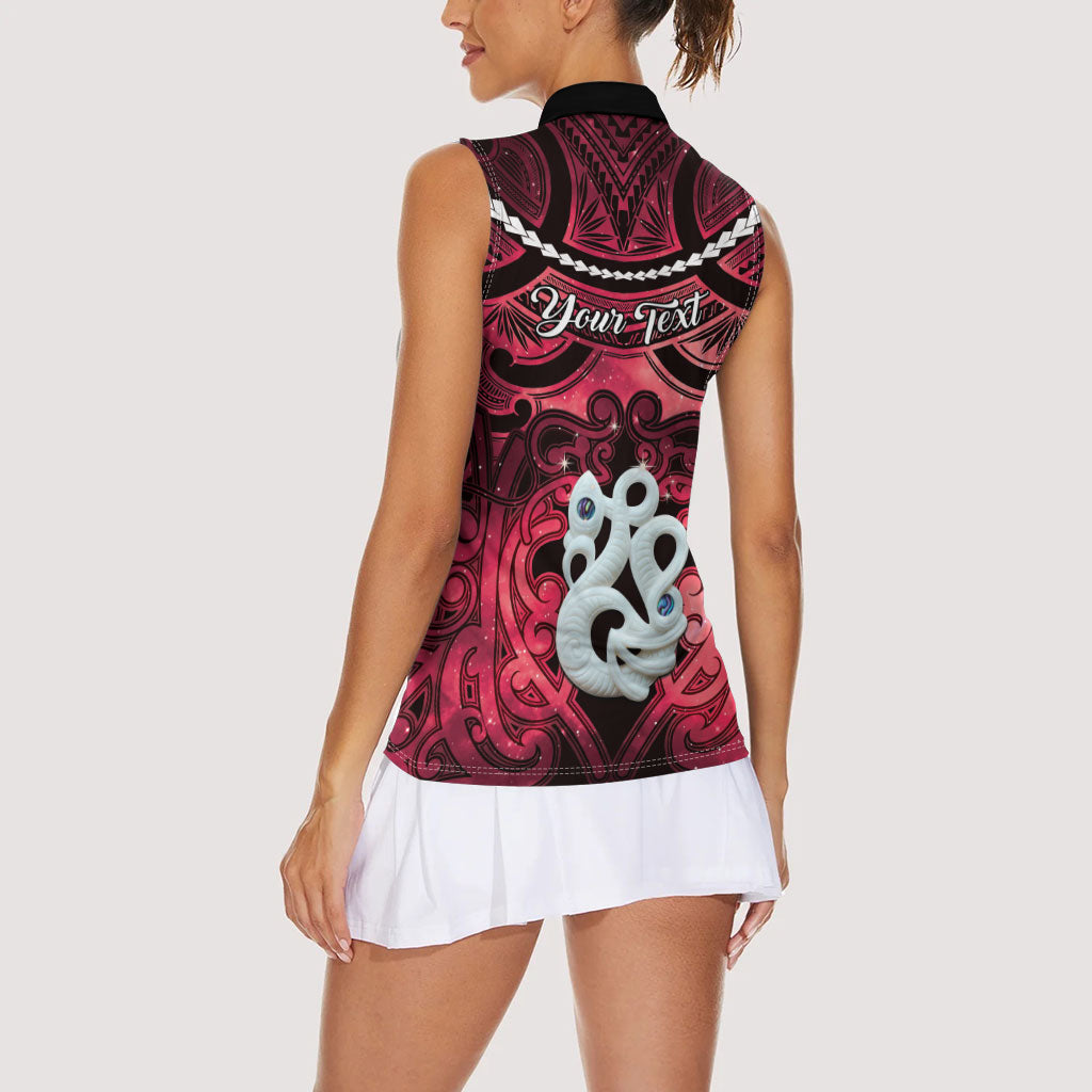 Personalised Maori Matariki Manaia Whero Women Sleeveless Polo Shirt Maori Kowhaiwhai Pattern Galaxy LT01 - Polynesian Pride
