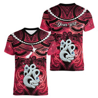 Personalised Maori Matariki Manaia Whero Women V-Neck T-Shirt Maori Kowhaiwhai Pattern Galaxy LT01 - Polynesian Pride