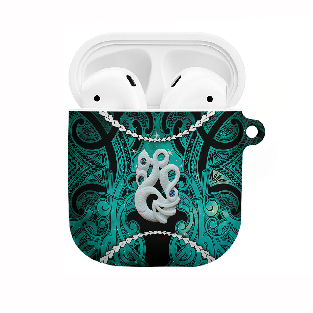 Maori Matariki Manaia Turquoise AirPods Case Maori Kowhaiwhai Pattern Galaxy LT01 Turquoise - Polynesian Pride
