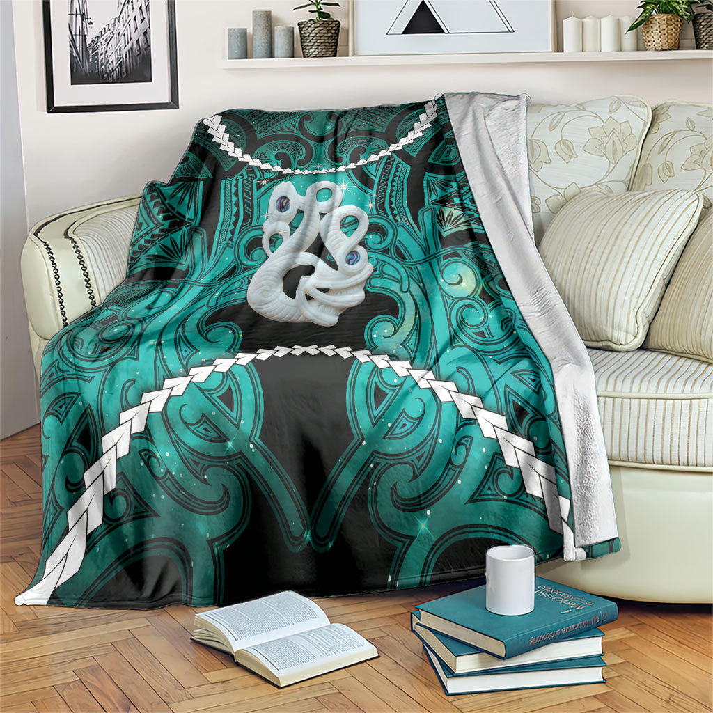 Maori Matariki Manaia Turquoise Blanket Maori Kowhaiwhai Pattern Galaxy