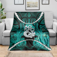 Maori Matariki Manaia Turquoise Blanket Maori Kowhaiwhai Pattern Galaxy