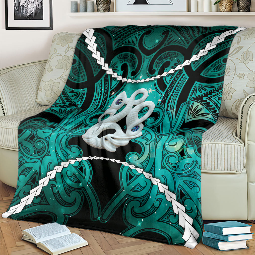 Maori Matariki Manaia Turquoise Blanket Maori Kowhaiwhai Pattern Galaxy