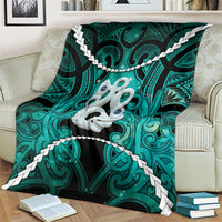 Maori Matariki Manaia Turquoise Blanket Maori Kowhaiwhai Pattern Galaxy