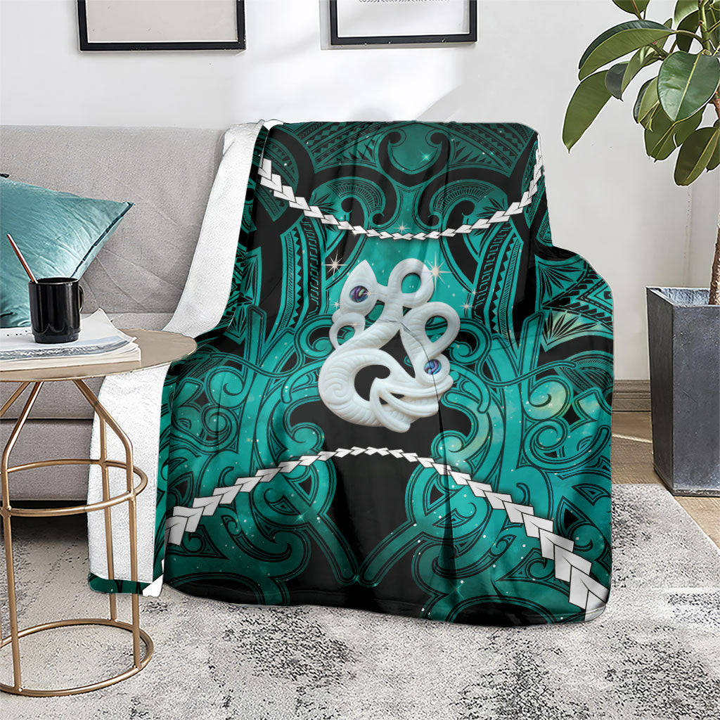 Maori Matariki Manaia Turquoise Blanket Maori Kowhaiwhai Pattern Galaxy