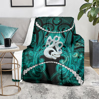 Maori Matariki Manaia Turquoise Blanket Maori Kowhaiwhai Pattern Galaxy