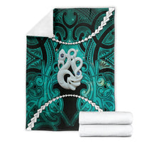 Maori Matariki Manaia Turquoise Blanket Maori Kowhaiwhai Pattern Galaxy