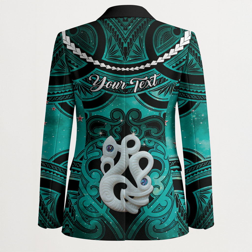 Personalised Maori Matariki Manaia Turquoise Blazer Maori Kowhaiwhai Pattern Galaxy