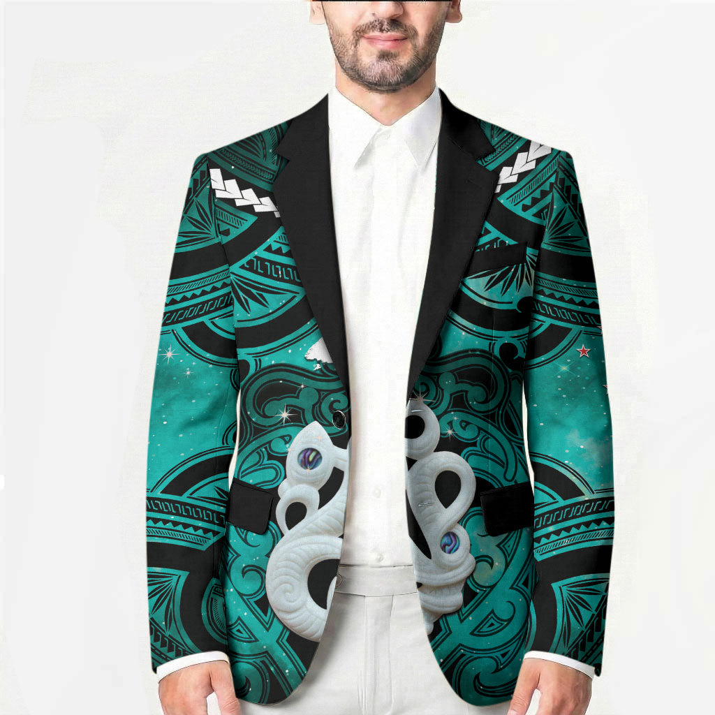 Personalised Maori Matariki Manaia Turquoise Blazer Maori Kowhaiwhai Pattern Galaxy