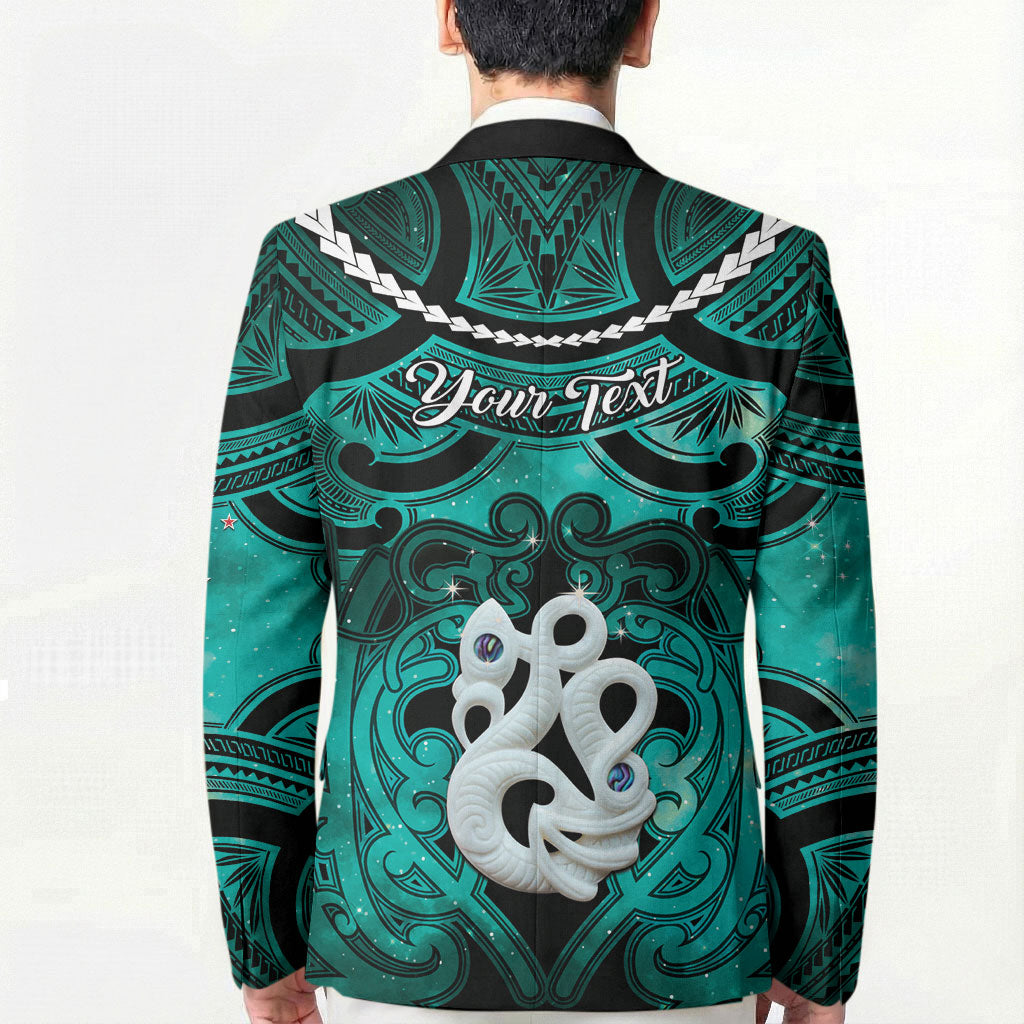 Personalised Maori Matariki Manaia Turquoise Blazer Maori Kowhaiwhai Pattern Galaxy
