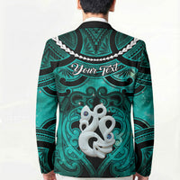 Personalised Maori Matariki Manaia Turquoise Blazer Maori Kowhaiwhai Pattern Galaxy