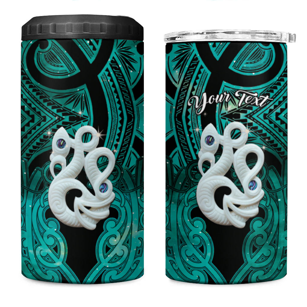 Personalised Maori Matariki Manaia Turquoise 4 in 1 Can Cooler Tumbler Maori Kowhaiwhai Pattern Galaxy