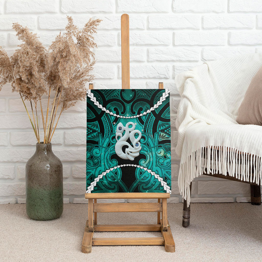 Maori Matariki Manaia Turquoise Canvas Wall Art Maori Kowhaiwhai Pattern Galaxy LT01 - Polynesian Pride