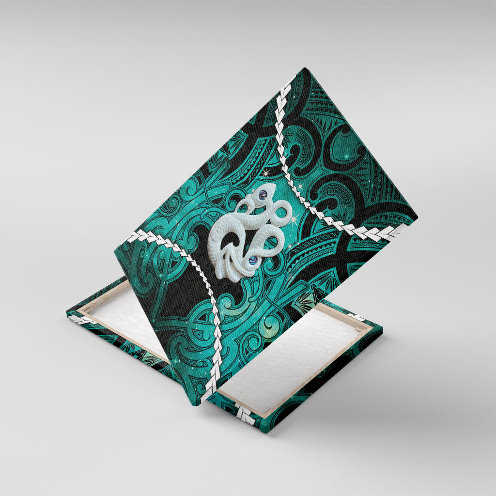 Maori Matariki Manaia Turquoise Canvas Wall Art Maori Kowhaiwhai Pattern Galaxy LT01 With Frame Turquoise - Polynesian Pride