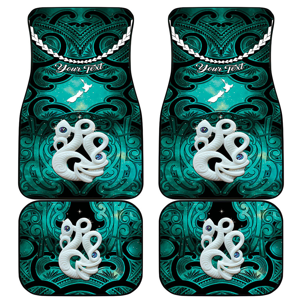 Personalised Maori Matariki Manaia Turquoise Car Mats Maori Kowhaiwhai Pattern Galaxy