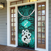 Personalised Maori Matariki Manaia Turquoise Door Cover Maori Kowhaiwhai Pattern Galaxy